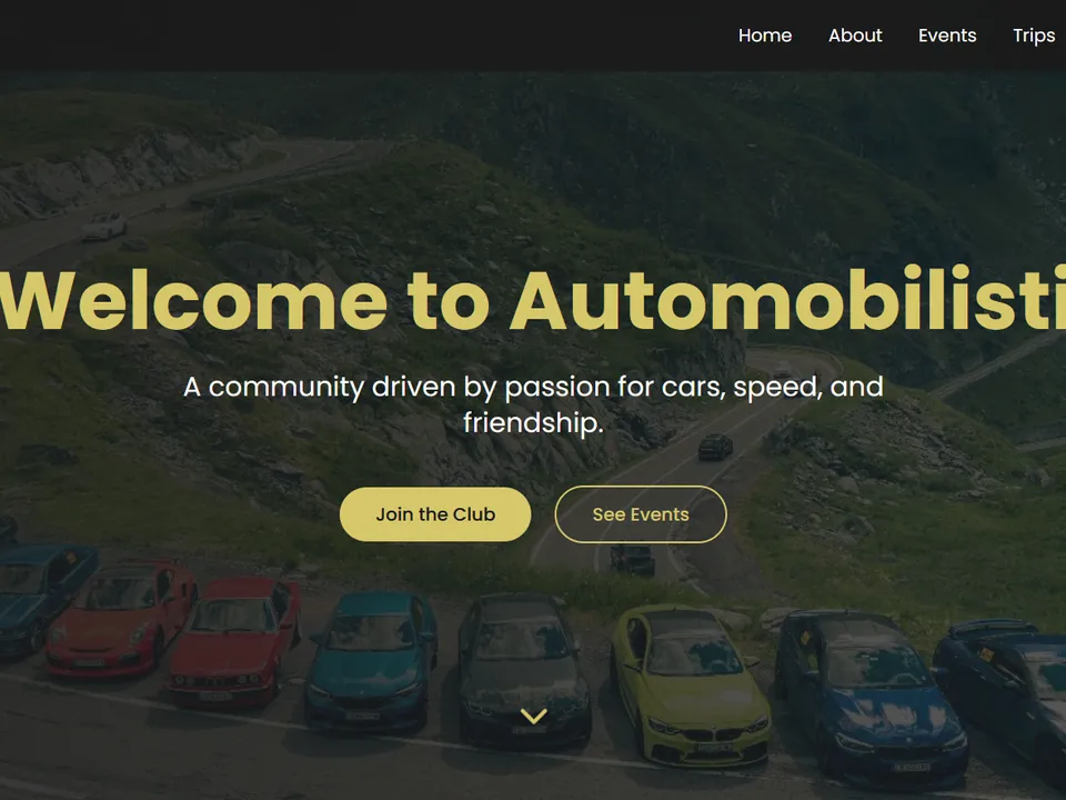 Screenshot of the Automobilisti community website homepage