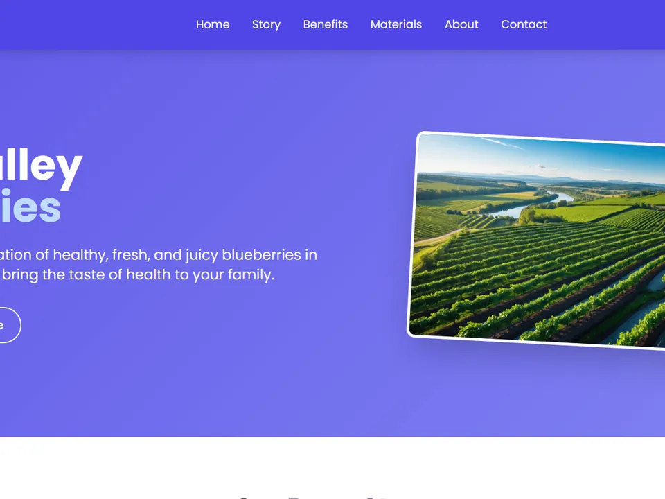 Screenshot of the Royal Valley Blueberries e-commerce website homepage
